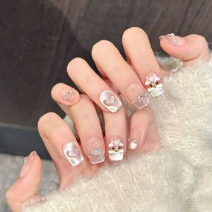 Yihe Art He Original [Moe Lion Heart Diamond] Color Té con Leche Moe Conejo con Armadura Ojo de Gato Estilo Amoroso y Delicado <span class=keywords><strong>Manicura</strong></span> Hecha a Mano - Product Image 2