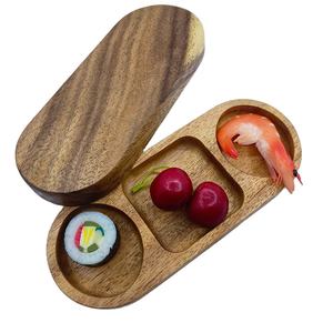 Bandeja de servir ovalada de madera para salsas, aperitivos, dim sum, té y condimentos, ideal para barbacoa, venta al por mayor - Product Image 2