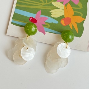 Pendientes de clip con diseño de espiral antimosquitos, flor, aguacate, borla de concha <span class=keywords><strong>natural</strong></span>, pañuelos para la cabeza, para mujer, Novedad 2025, Joyería con aguja de plata - Product Image 4