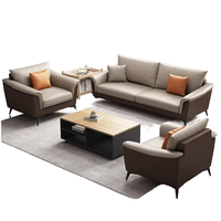 Ensemble de réception de patron en cuir simple et moderne pour la réception de bureau Table basse pour trois personnes pliable pour le salon d'affaires