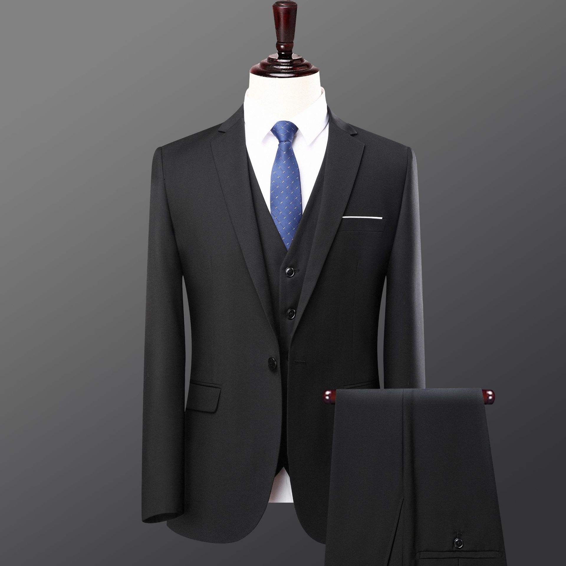 Black mens single button two piece prom suits