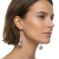 Anting Perak Sterling EZ44 925 Anting Gantung Berkilau Perhiasan Perak
