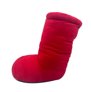 Yetişkin büyük kırmızı çizmeler terlik sevgililer günü hediyesi bulanık toptan kadınlar kızlar için ev terliği peluş büyük kırmızı çizmeler