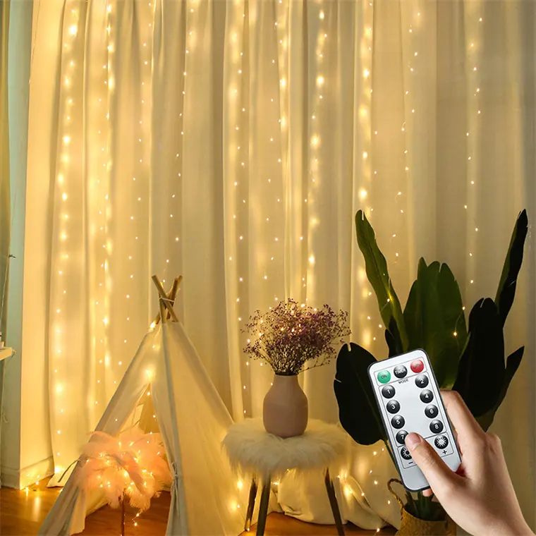 USB LED APP gesteuerte Vorhang-String-Lichter mit IR-Fernbedienung Schlafzimmer Außen-Dekoration märchenhafter Vorhang-Lichter