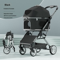 Carrito de Paseo para Mascotas de Aluminio, Plegable con un Clic, Ligero, Lavable, Ajustable, de 4 Ruedas, para Perros y Gatos, Uso en Exteriores