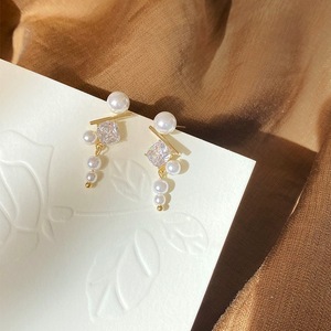 Pendientes de Plata de Ley S925, Elegantes y Exquisitos, con Circonita, Perla y Diseño de Gota de Agua, con Incrustaciones de Diamantes, para Mujer - Product Image 3