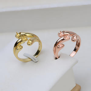 Anillo Abierto Ajustable de Plata S925 con 4 Cuentas, Anillo de Actividad con Múltiples Cuentas, Soporte para Perlas DIY de 5-6 mm, Componentes para Joyería - Product Image 2