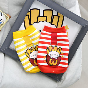 Chaleco para perro con forro polar a rayas y estampado de patatas fritas, rojo y blanco, para mascotas, uso en exteriores - Product Image 3