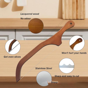 Cuchillo para cortar pan SYH562 al por mayor con mango de madera, rebanador dentado para bagels caseros, herramienta de panadería y repostería - Product Image 3