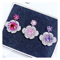 Parure de bijoux TIANSHE haut de gamme, dégradé de couleurs romantiques, motif floral, boucles d'oreilles et collier en zircon, ambiance élégante