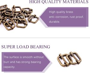 Swpeet Pcs Inch Mm Anneaux métalliques en bronze, ajusteurs rectangulaires métalliques, glissières, boucles à rouleaux, boucles à broche, ajusteurs de sangle - Product Image 3
