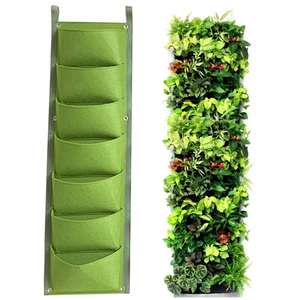 Macetero <span class=keywords><strong>Vertical</strong></span> para cultivo de plantas, suministros de pared para jardín, verde, con bolsillos - Product Image 6