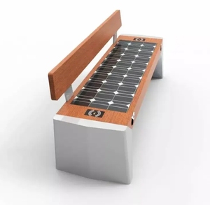 Banc <span class=keywords><strong>de</strong></span> patio moderne en acier inoxydable, alimenté par énergie solaire, étanche, avec recharge sans fil pour une utilisation en extérieur dans les parcs, les jardins, les entrées <span class=keywords><strong>de</strong></span> centres commerciaux - Product Image 2