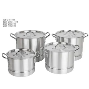 8QT 12QT 16QT 20QT Stock Pot 4PCS Includes Seafood Tamale Aluminum Steamer Pot Set with Steamer Insert