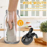 Pot Mason en verre à large ouverture de 64oz avec couvercle à bec verseur hermétique étanche