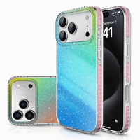 Casing HP Holographic IMD Gradient Glitter untuk iPhone 17 16 15 14 Pro Max, Pelindung Anti Benturan Blu Ray dengan Permukaan Halus