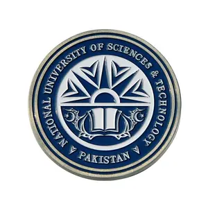 Sesuaikan Pakistan antik berlapis perak besar lembut enamel logam campuran seng logam logam penyelenggara Universitas souvenir tantangan koin medali