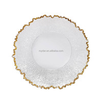 Assiettes de chargeur rondes dorées de 13 pouces, assiettes de chargeur texturées pour décoration de fêtes et d'événements