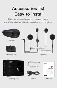 Auriculares Bluetooth para casco de motocicleta <span class=keywords><strong>EJEAS</strong></span> <span class=keywords><strong>Q7</strong></span> para intercomunicador de 2 conductores - Product Image 6