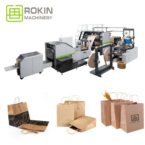 ROKIN marka son yeni tasarım tam otomatik kağıt torba baskı ve yapma makinesi