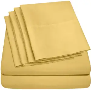 Softest Bedding 1800 Series Platinum Collection Hotel Luxury Bed Sheets Set 6 Piece Yellow Queen