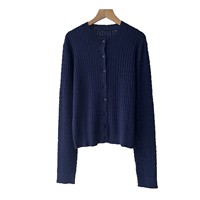 Sofort lieferbar, echte Bilder. Gerippter Strick-Cardigan für Damen, schmaler, langärmliger, schlichter Pendler-Pullover-Mantel für den Herbst 16a-3628