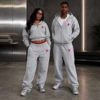 Ensemble de survêtement décontracté d'hiver en molleton épais uni personnalisé, comprenant un sweat à capuche oversize et un pantalon de jogging évasé, style streetwear