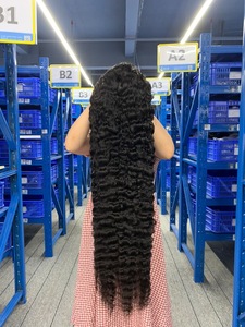 Nguyên Miến Điện bouncy xoăn đầy đủ ren phía trước tóc giả tóc con người, 40 inch sâu sóng HD Phía trước dài tóc giả tóc con người cho phụ nữ da đen - Product Image 5