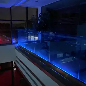 Ace sân thượng lan can thiết kế U kênh nhôm ban công lan can cho bên ngoài với LED chiếu sáng Glass lan can