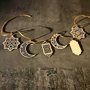 Decoración Colgante de Madera Hecha a Mano para Ramadán, Linterna con Forma de Luna y Estrella, Adorno Tradicional para Interiores del Hogar, Decoración para Sala de Estar - Product Image 1