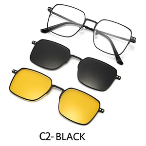 Jessjor 3-en-1 Marcos de anteojos magnéticos Cómodas gafas de <span class=keywords><strong>sol</strong></span> polarizadas <span class=keywords><strong>con</strong></span> clip intercambiables 7013 <span class=keywords><strong>Lentes</strong></span> magnéticas Made Tac - Product Image 3