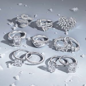 Bagues de mariage éternité en argent sterling 925 avec diamants de laboratoire et zircone 5A taille émeraude, haute joaillerie scintillante pour femme - Product Image 6