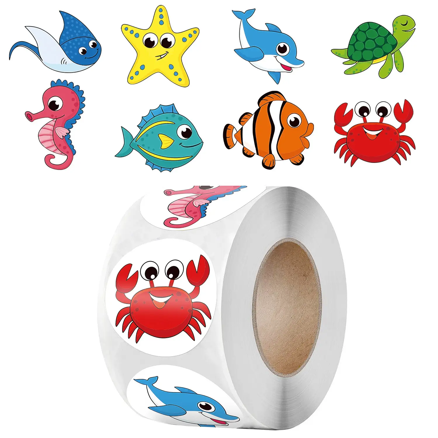 50-500 Stuks Leuke Cartoon Zeester Stickers Kinderen Beloning Label