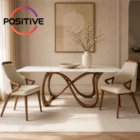 Table à manger rectangulaire moderne en marbre, base irrégulière en bois massif, luxe, salle à manger, hôtel, OEM, sur mesure, vente en gros