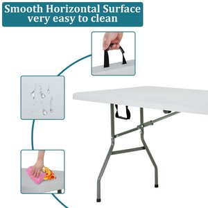 Ngoài trời 6ft dễ dàng làm sạch di động hình chữ nhật màu trắng HDPE gấp nửa dài nhựa bảng cho cắm trại dã ngoại Tiệc tiệc sự kiện bên - Product Image 4