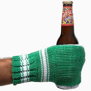 Gants de bière à rayures 100% Acrylique Bière Cosy Mitten Gants Tricoté Cousu Boisson Mitt Holders Can - Product Image 1