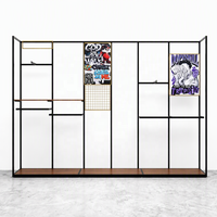 Système d'affichage de vêtements en métal noir pour armoire ouverte, étagères de rangement pour vêtements, présentoir de magasin de détail OEM