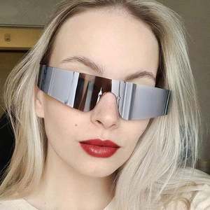 Gafas de Sol Steampunk de Moda 2022 para Hombre y Mujer, Gafas de Sol de una Pieza sin Montura, Gafas Deportivas de Espejo Plateadas Punk - Product Image 3