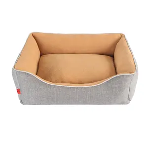 Washable Removable Cover Waterproof Linen Eco Friendly Pet Bed For Cats Square Dog Bed