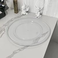 Assiettes de présentation transparentes en plastique argenté à pois perlés pour la décoration de tables de mariage, d'hôtels et de fêtes