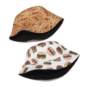 Voron — <span class=keywords><strong>casquette</strong></span> de pêcheur puces hamburgers, chapeau de seau réversible, viande poisson imprimé avec motifs amusants, nouveauté, été - Product Image 3