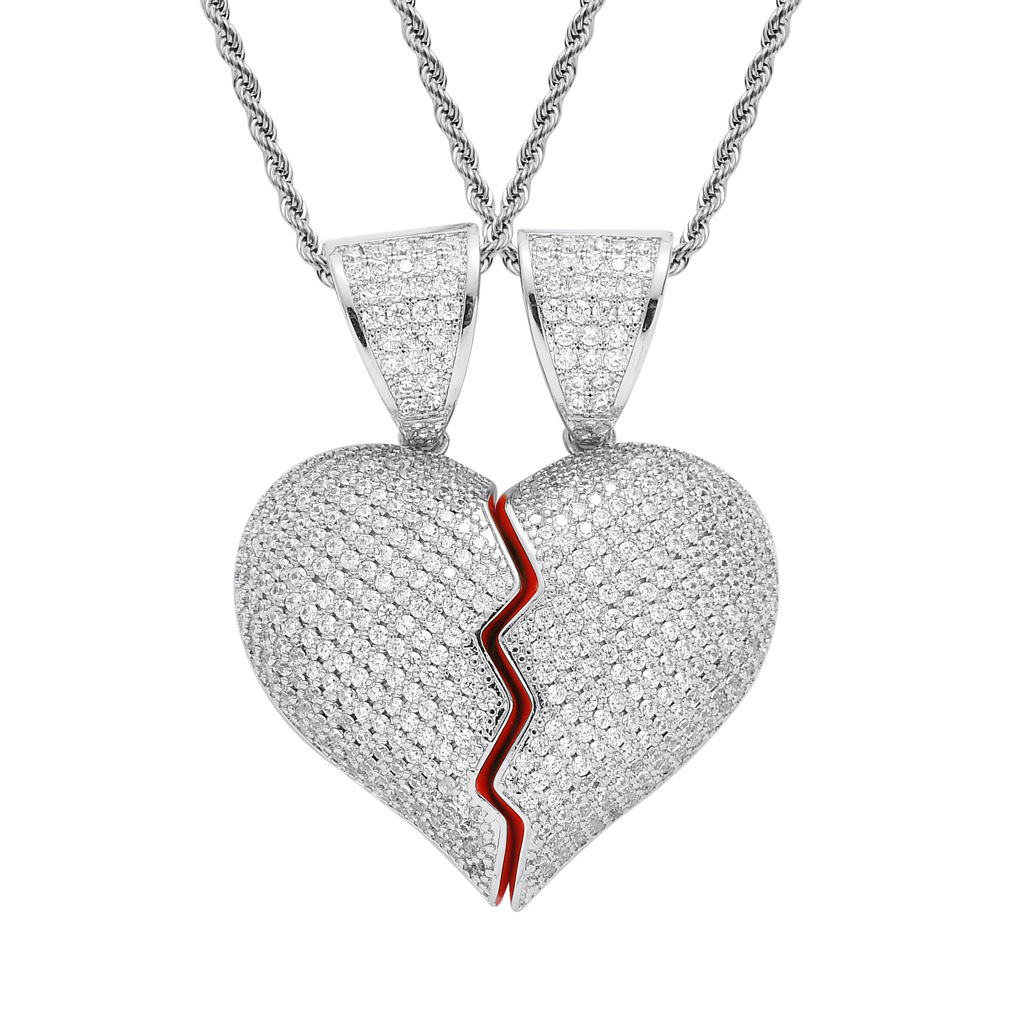 Two Halves of Heartbreak Combination Hip Hop Pendant Micro-paved