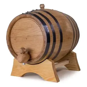The Barrel House - Baril en chêne blanc de 20 litres avec bordure noire pour le stockage de spiritueux - Product Image 1