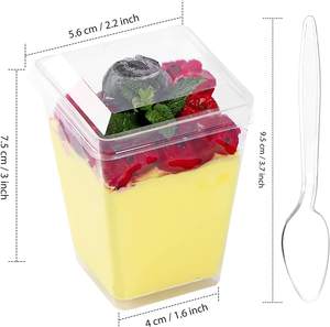 Mini taza de postre de plástico cuadrado de alta calidad de 5oz/150ml con tapa, taza de yogur de pudín desechable, contenedor de plástico para <span class=keywords><strong>Mousse</strong></span> Cake Pot - Product Image 4