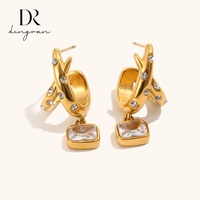 Joyería de Acero Inoxidable, Diseño de Moda Popular en Europa y América, Chapado en Oro de 18K, Líneas Trenzadas, Completamente Adornadas, para Mujer