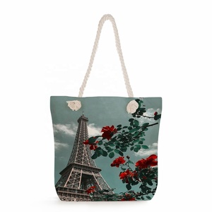 Bolsas de Playa Personalizadas con Estampado de la Torre Eiffel, Lindas y con Dibujos Animados, Venta al Por Mayor de Fábrica - Product Image 3