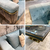 Meubles de salon modernes, ensemble de canapés italiens avec table basse, tissu nubuck, meubles de salon modernes de luxe