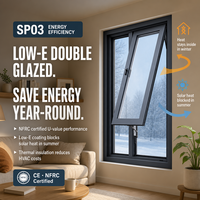Ventana de Aluminio con Certificación CE, Tipo Toldo, Abatible desde Arriba, Impermeable, Tamaño Personalizado, OEM, Eficiencia Energética, Vidrio Low-E, Comercial