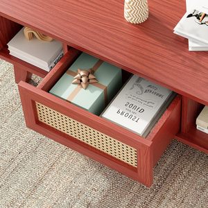 Soohow living room <b>table</b>, modern <b>square</b> <b>coffee</b> <b>table</b> with rattan drawers, medieval <b>coffee</b> <b>table</b> with living room storage - Product Image 4