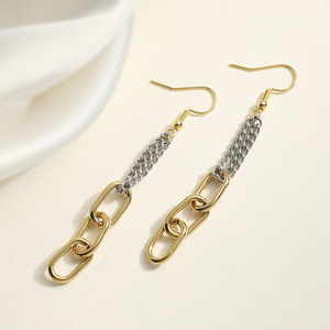 Personality Fashion <strong>Stainless</strong> <strong>Steel</strong> Chain Tassel Earrings Tarnish Free <strong>Jewelry</strong> 18k Gold Plated Women's Gold Earrings TGES6577 - Product Image 2